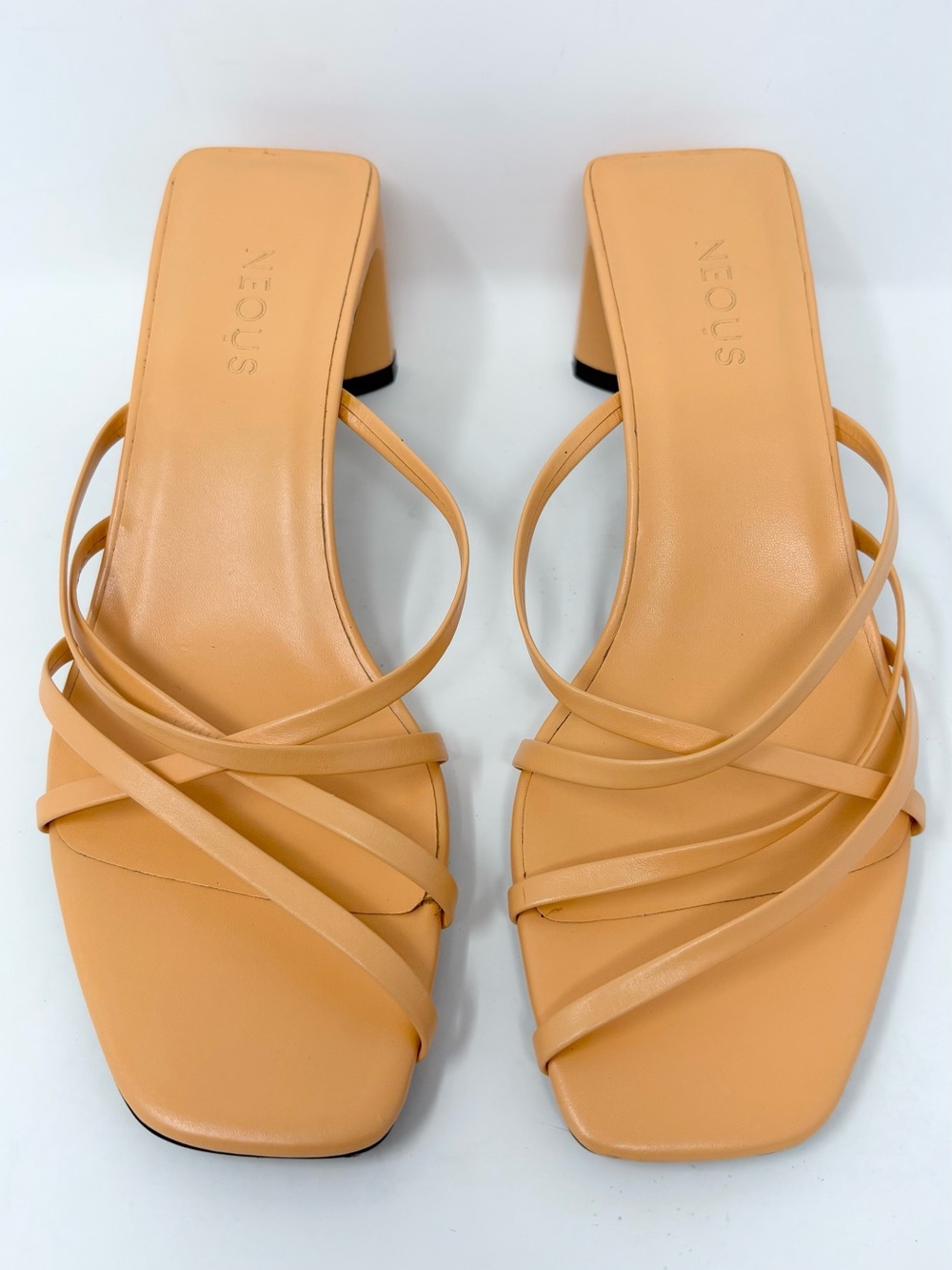 NEOUS Mannia Slide Crisscross Sandals Beige Sherbet Orange Leather Size 37 7 New - Picture 5 of 15